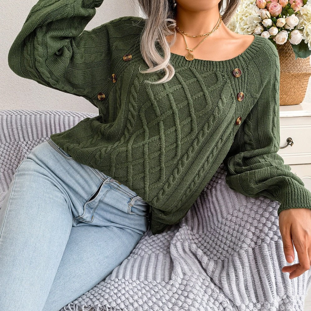 Hazel | Afslappet strikket sweater til kvinder med knapdetaljer Chic, komfortabel og elegant