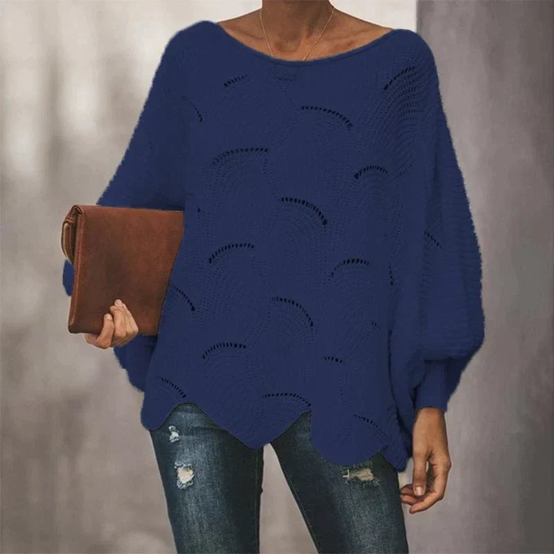 Ellie | Kvinders elegante flagermusærmer oversized striktrøje Chic og behagelig