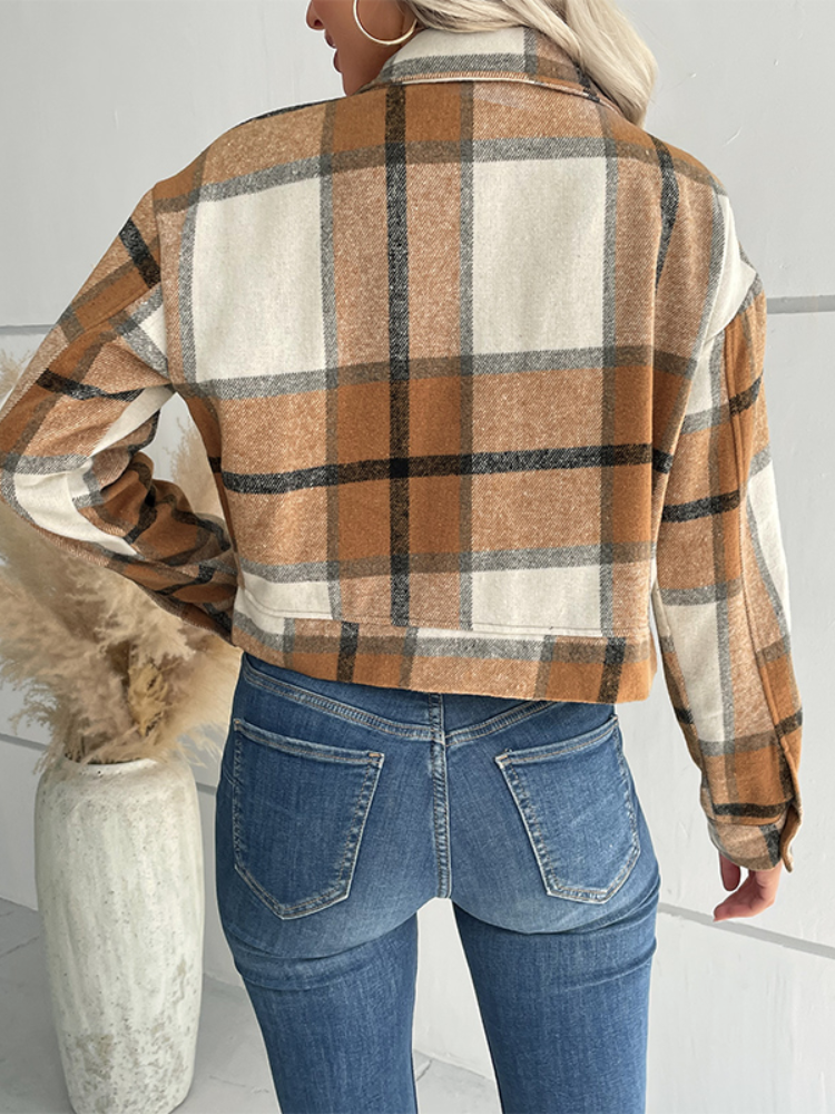 Kristine | Plaid Flannel Shirt Jakke Oversized Casual Vinter Shacket til Kvinder