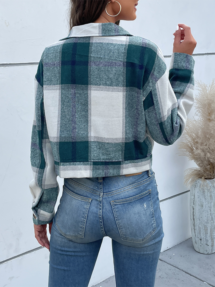 Kristine | Plaid Flannel Shirt Jakke Oversized Casual Vinter Shacket til Kvinder