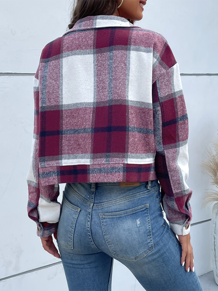 Kristine | Plaid Flannel Shirt Jakke Oversized Casual Vinter Shacket til Kvinder