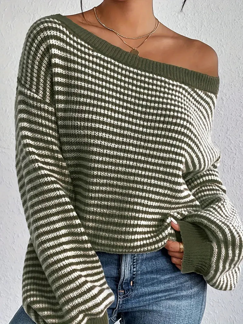 Kimberly | Off-Shoulder strikket sweater Stilfuld og behagelig til forår/efterår