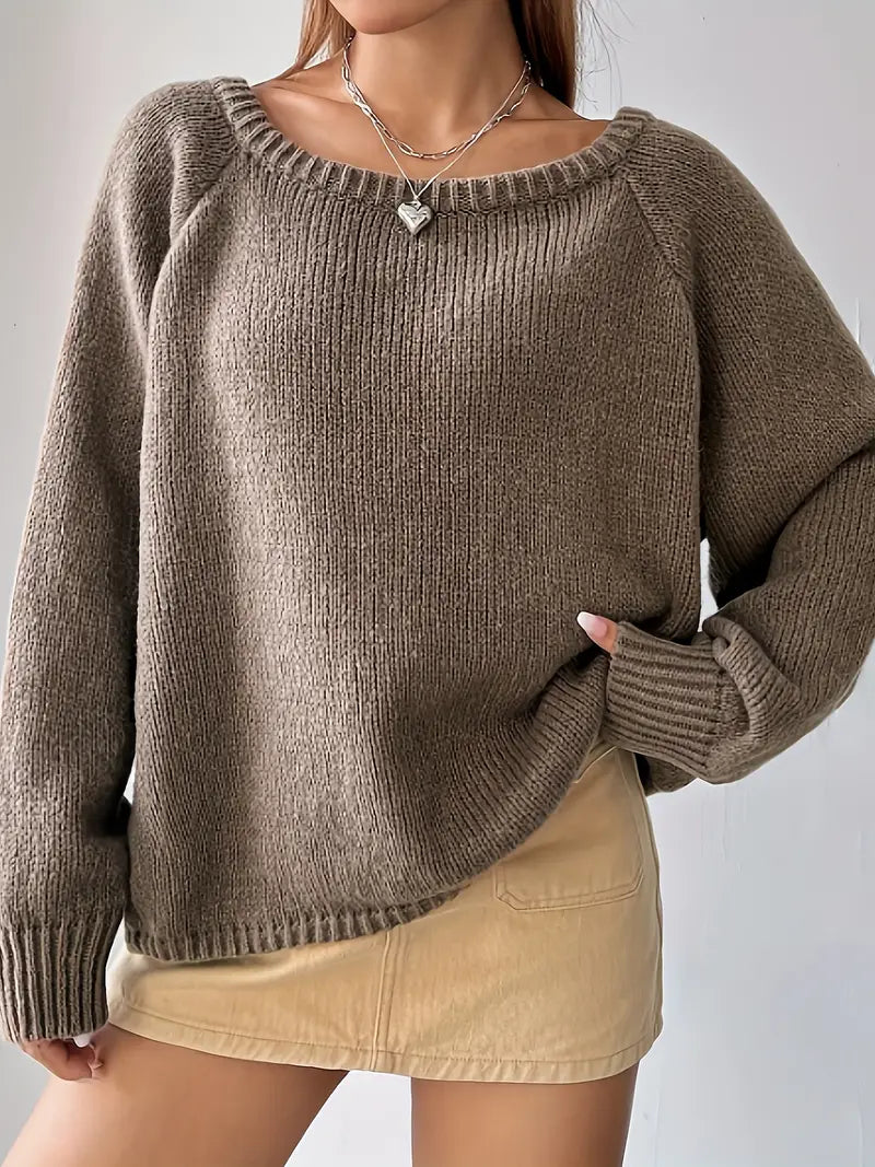 Erin | Off-shoulder strikket sweater Hyggelig og elegant afslappet trøje til efterår og vinter