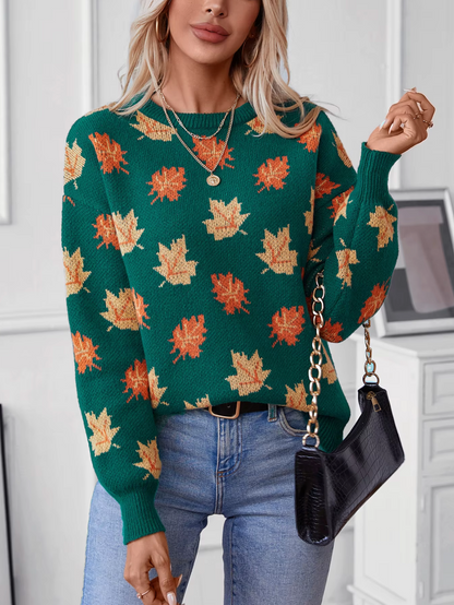 Freja | Hyggelig Maple Leaf strikket sweater til kvinder Stilfuld efterårstrøje