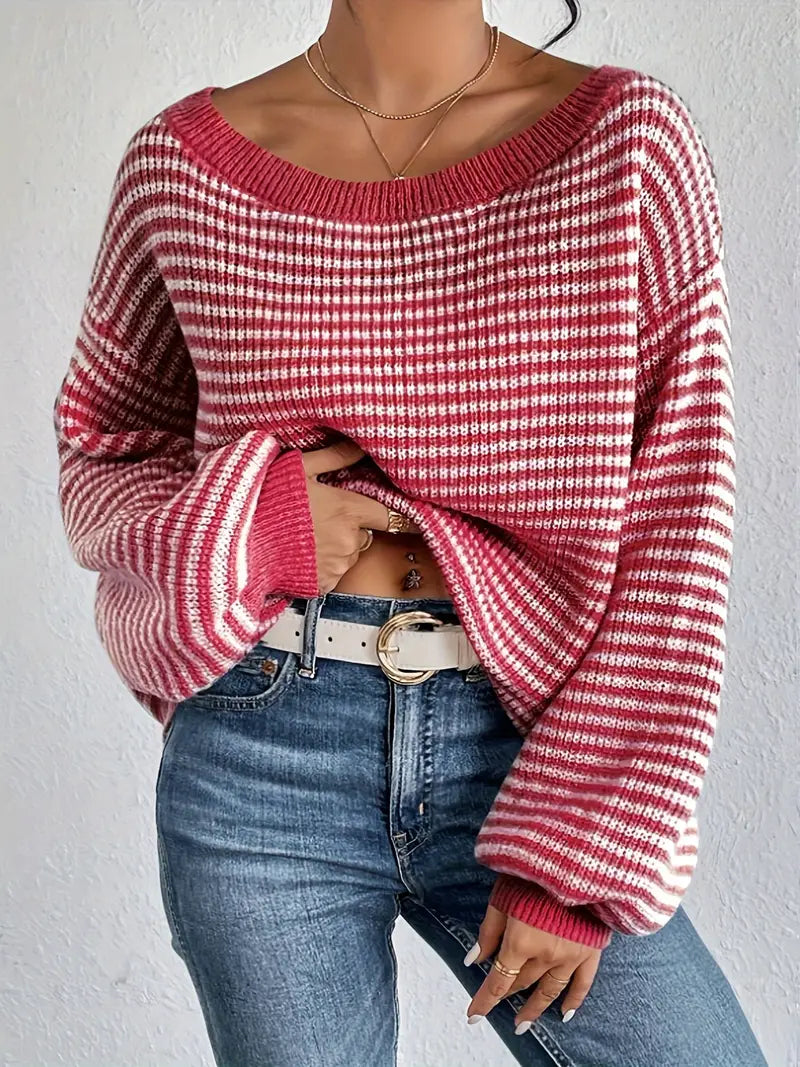 Kimberly | Off-Shoulder strikket sweater Stilfuld og behagelig til forår/efterår