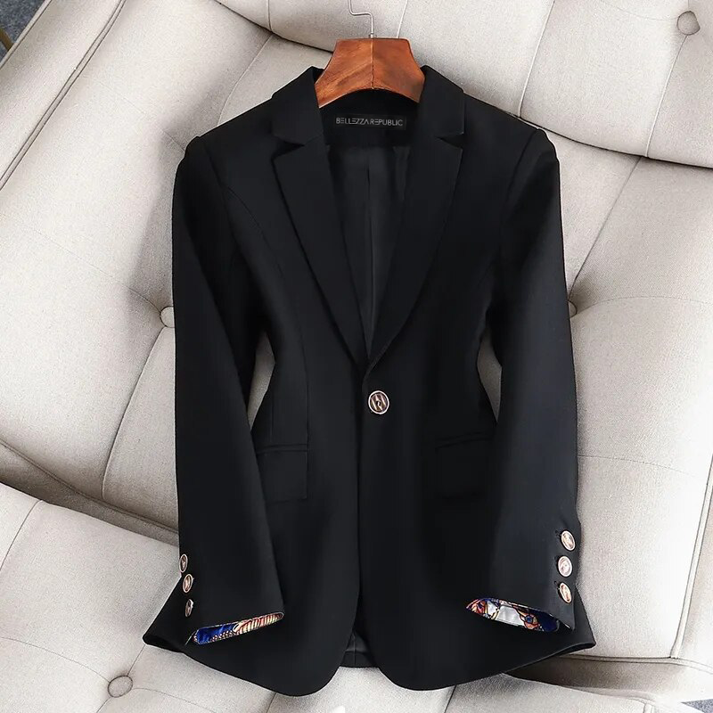 Karen | Elegant uldblanding Blazer Stilfuld kvinders kontorfrakke