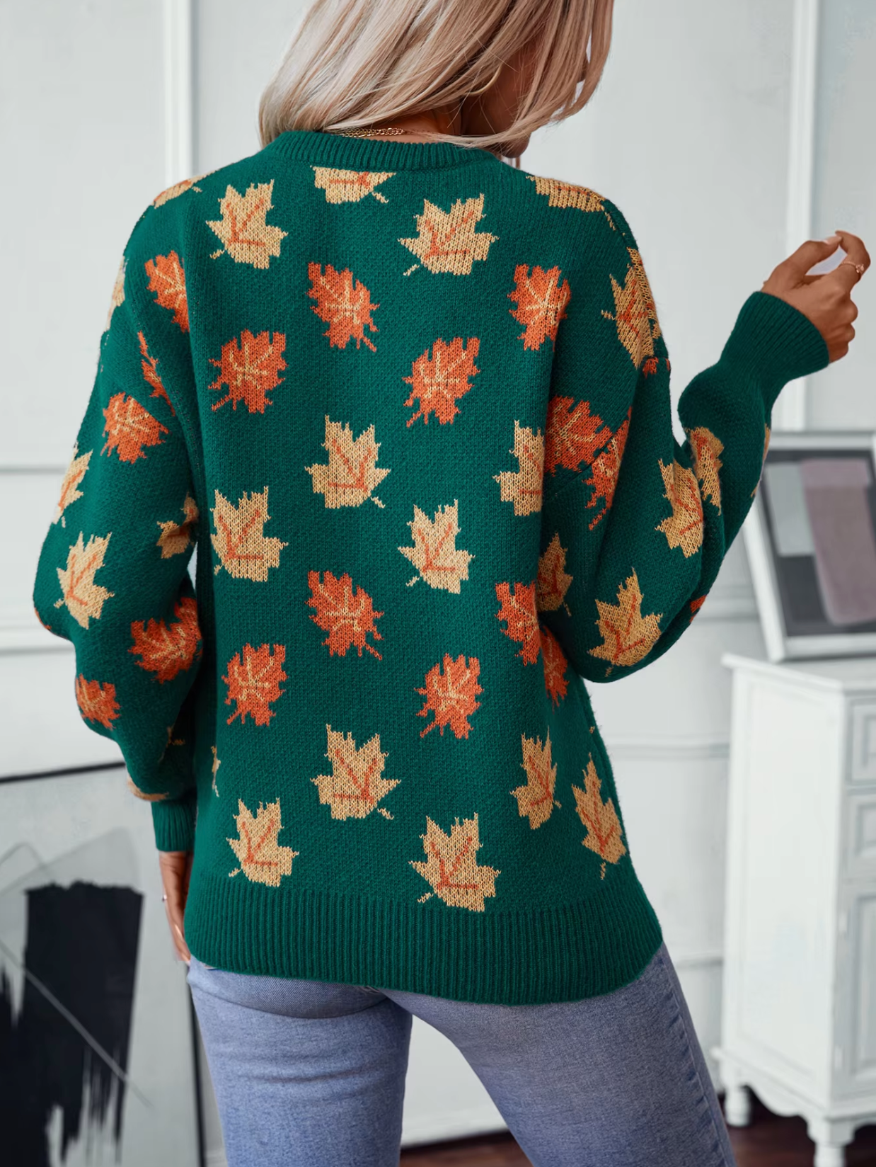 Freja | Hyggelig Maple Leaf strikket sweater til kvinder Stilfuld efterårstrøje