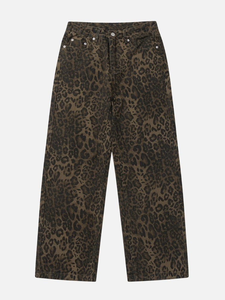 Janelle - Leopard print bredbenede jeans