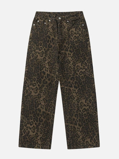 Janelle - Leopard print bredbenede jeans