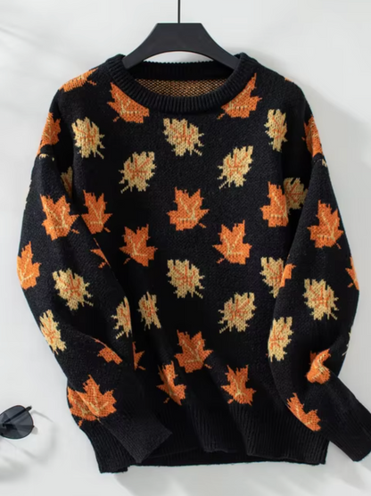 Freja | Hyggelig Maple Leaf strikket sweater til kvinder Stilfuld efterårstrøje