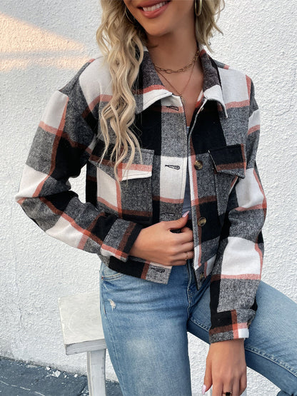 Kristine | Plaid Flannel Shirt Jakke Oversized Casual Vinter Shacket til Kvinder