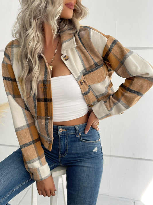 Kristine | Plaid Flannel Shirt Jakke Oversized Casual Vinter Shacket til Kvinder