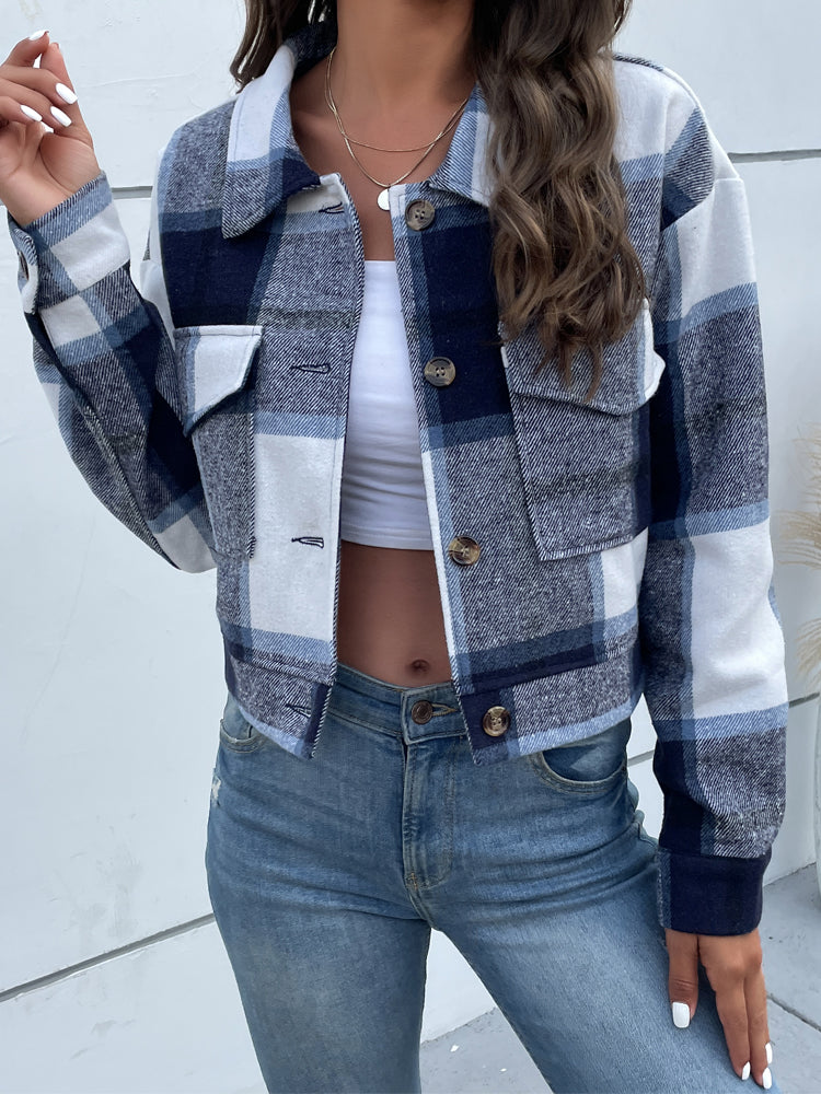 Kristine | Plaid Flannel Shirt Jakke Oversized Casual Vinter Shacket til Kvinder