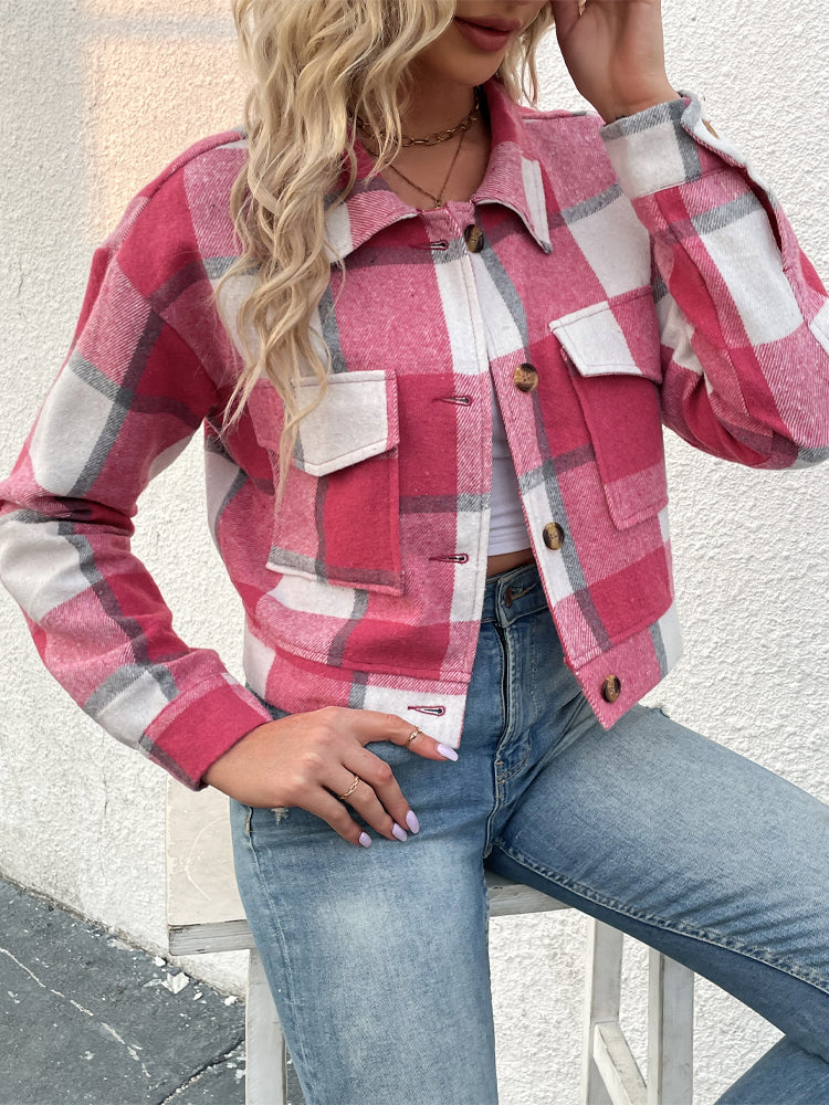 Kristine | Plaid Flannel Shirt Jakke Oversized Casual Vinter Shacket til Kvinder