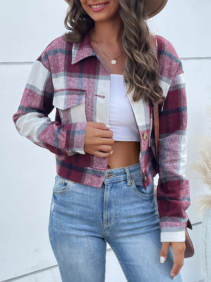 Kristine | Plaid Flannel Shirt Jakke Oversized Casual Vinter Shacket til Kvinder